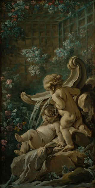 Franois Boucher - Fontaine avec deux amours dont lun est couch.webp