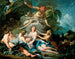 Merkurius luottaa Bacchuksen lapsen Nysan nymfeihin - François Boucher — näkymä teoksesta