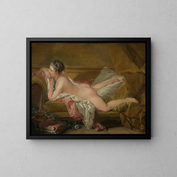 Tyttö levossa - François Boucher — kehystetty taideteos seinällä