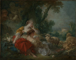 Kaksi maalaisnukkea - François Boucher — näkymä teoksesta