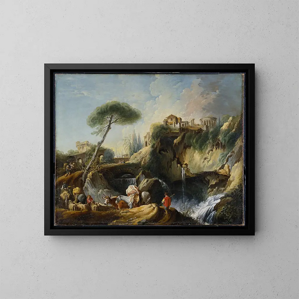 Tivolin näkymä Vesta-temppelillä - François Boucher — kehystetty taideteos seinällä