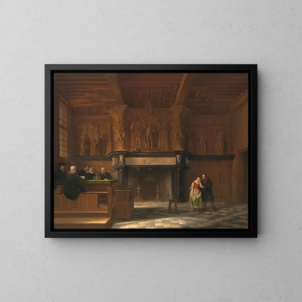 La salle d'audience du Burg t Vrije à Bruges - François Joseph Corneille Haselaer — kehystetty taideteos seinällä