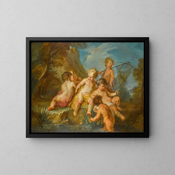 Les Amours des pêcheurs - François Lemoyne — kehystetty taideteos seinällä