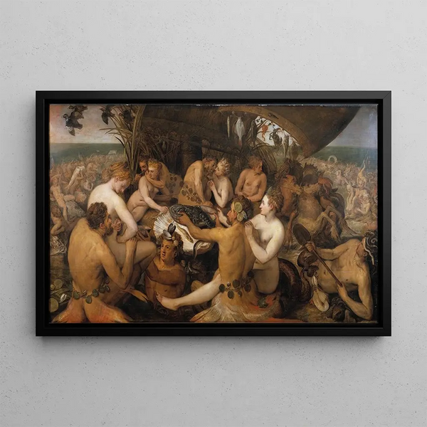 Frans Floris - Merien jumalten juhla — kehystetty taideteos seinällä