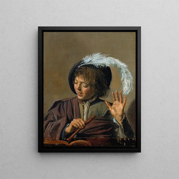 Poika laulaja huilulla - Frans Hals — kehystetty taideteos seinällä