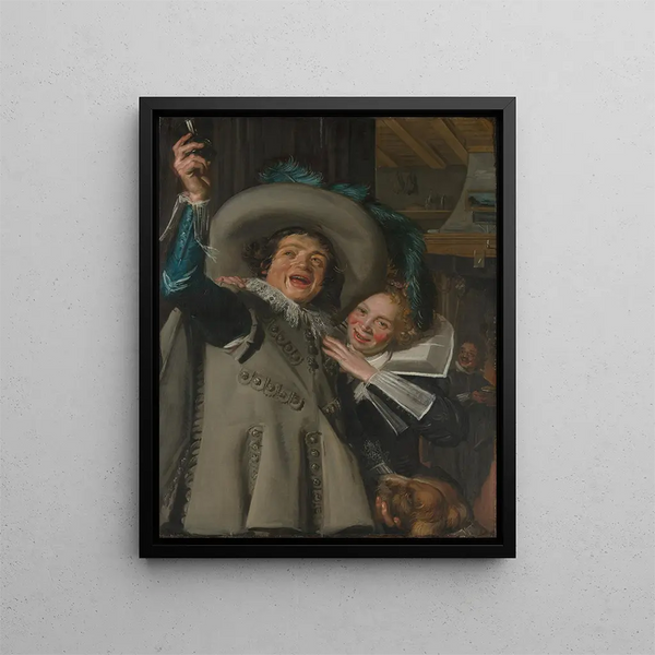 Nuori mies ja nainen majatalossa - Frans Hals — kehystetty taideteos seinällä