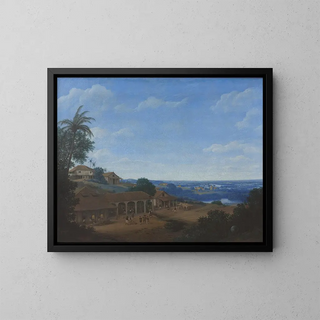Maisemaa Brasiliassa sokeriviljelmän kanssa - Frans Post — kehystetty taideteos seinällä