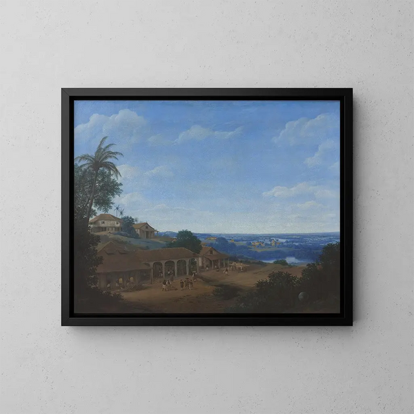 Maisemaa Brasiliassa sokeriviljelmän kanssa - Frans Post — kehystetty taideteos seinällä