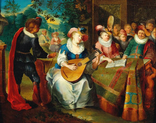 Musiikkiyhtiö terassilla - Frans Xaver Hendrick Verbeeck — näkymä teoksesta