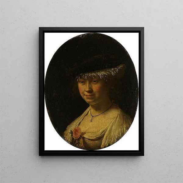 Portrait d'une femme avec une casquette - Frans van Mieris l'Ancien — kehystetty taideteos seinällä