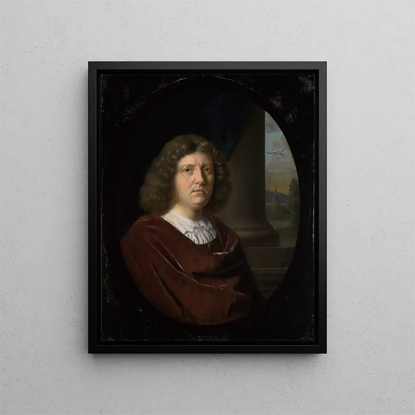 Portrait of a gentleman in a red coat - Frans van Mieris l'Ancien — kehystetty taideteos seinällä