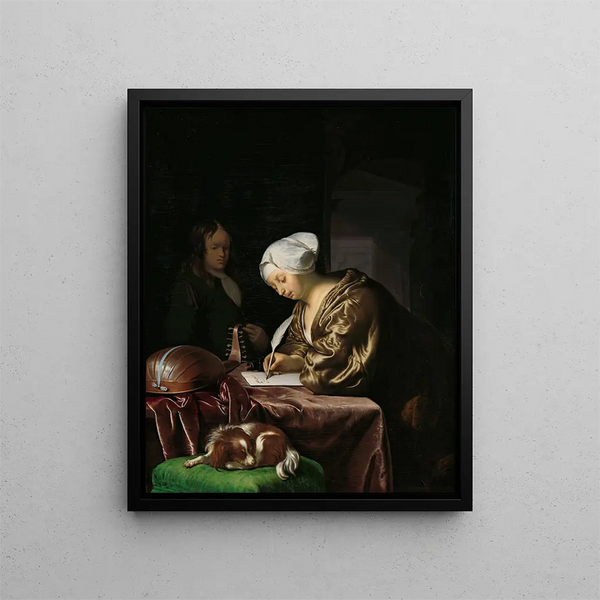 Kirjailijan kirjeestä - Frans van Mieris vanhempi — kehystetty taideteos seinällä