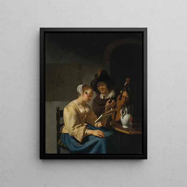 La leçon de musique - Frans van Mieris l'Ancien — kehystetty taideteos seinällä