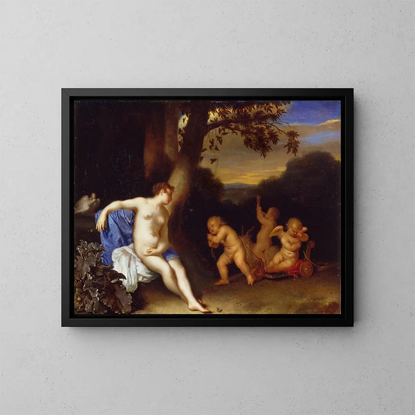 Venus ja Cupido - Frans van Mieris vanhempi — kehystetty taideteos seinällä
