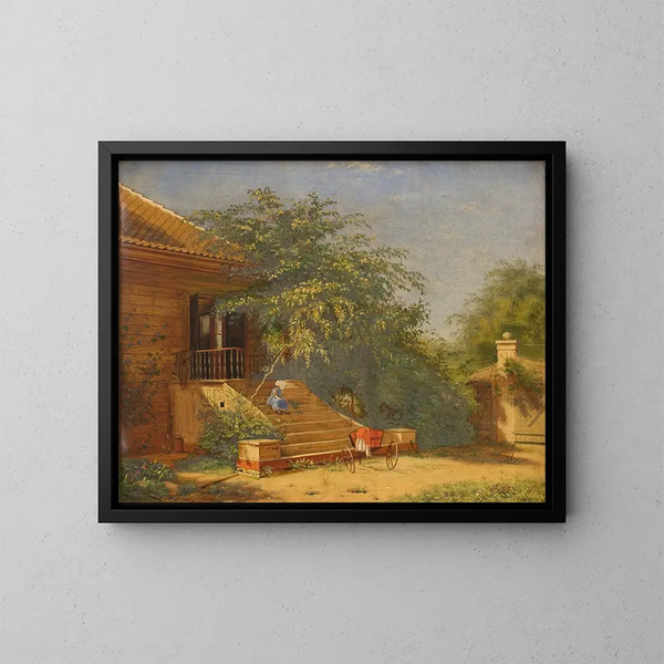 "Les marches du jardin menant au studio du peintre Christen Kbke à Blegdammen, Copenhague" - Frants Diderik Böe — kehystetty taideteos seinällä