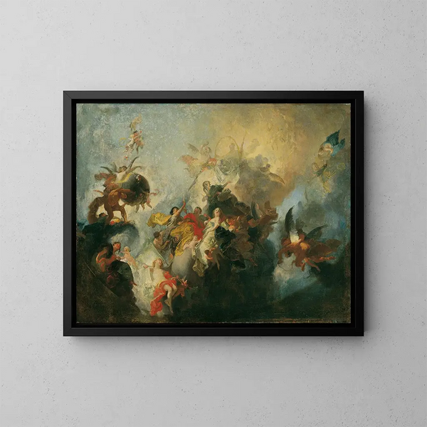 La divine providence et les vertus - Franz Anton Maulbertsch — kehystetty taideteos seinällä