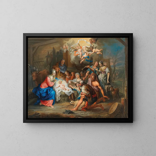 L'Adoration des bergers - Franz Christoph Janneck — kehystetty taideteos seinällä