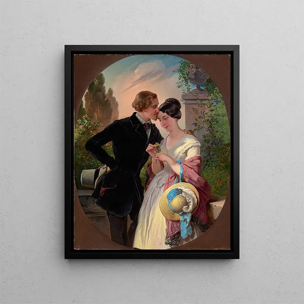 Faust ja Gretchen 1800-luvulla - Franz Dobiaschofsky — kehystetty taideteos seinällä
