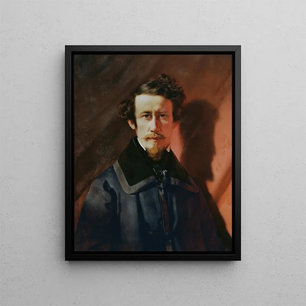 Autoportrait sur fond rouge - Franz Eybl — kehystetty taideteos seinällä