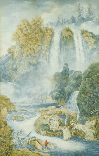 Franz Kaisermann - Pcheur au pied dune chute deau.webp