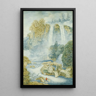 Franz Kaisermann - Pcheur au pied dune chute deau.webp