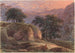 Matkailija vuoristomaisemassa auringonlaskun aikaan - Franz Kobell — näkymä teoksesta