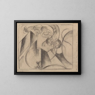 piirustuksesta abstrakti - Franz Marc — kehystetty taideteos seinällä