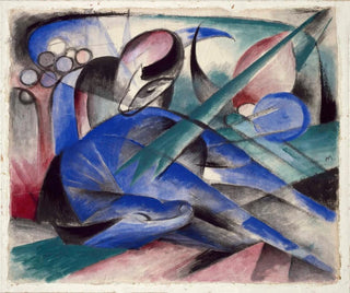 Rakkaushevonen - Franz Marc — näkymä teoksesta