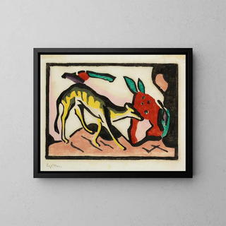 Animal fabuleux - Franz Marc — kehystetty taideteos seinällä