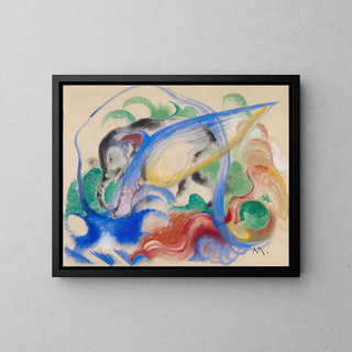 Fantasia- Eläin - Franz Marc — kehystetty taideteos seinällä