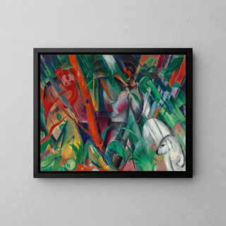Sateessa - Franz Marc — kehystetty taideteos seinällä