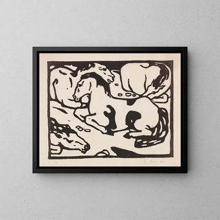Hevoset levossa - Franz Marc — kehystetty taideteos seinällä
