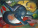 Kaksi sinistä ja keltaista kissaa - Franz Marc — näkymä teoksesta