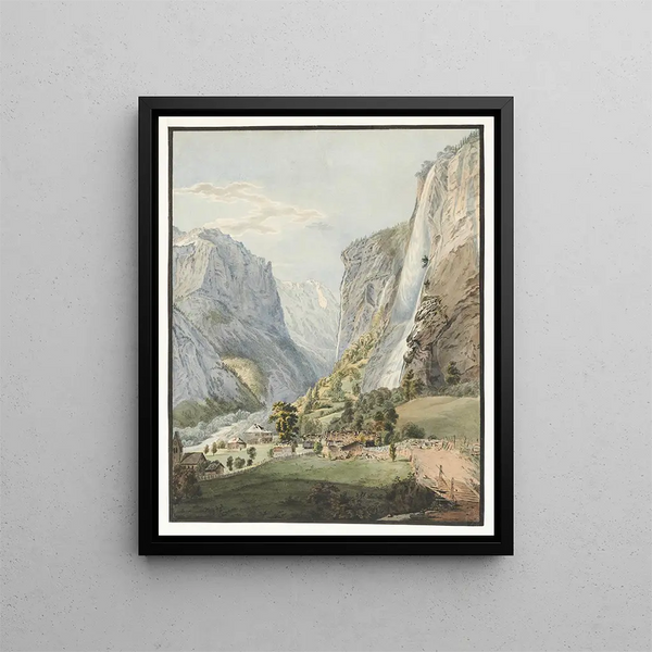 La Chute du Staubbach dans la Vallée de Lauterbrunnen - Franz Niklaus König — kehystetty taideteos seinällä