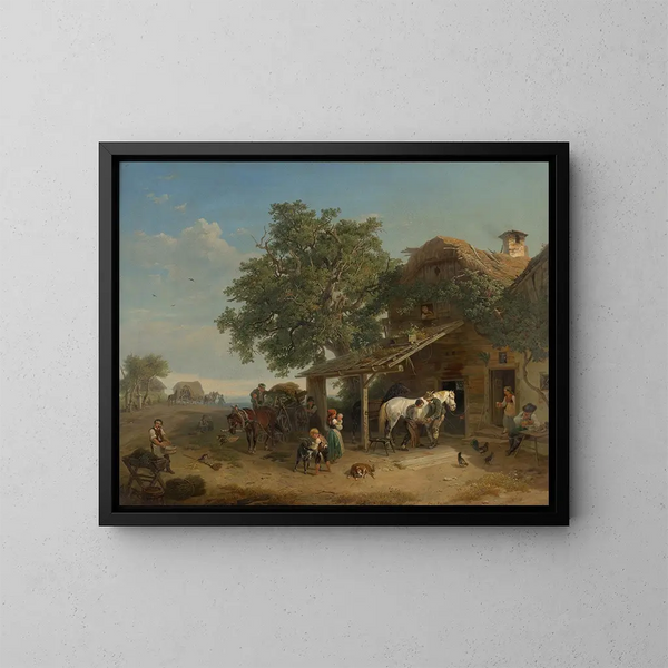 La forge du village - Franz Reinhold — kehystetty taideteos seinällä