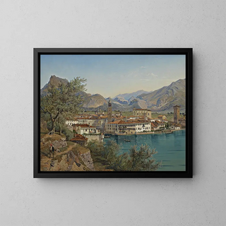 Rive au bord du lac de Garde - Franz Reinhold — kehystetty taideteos seinällä