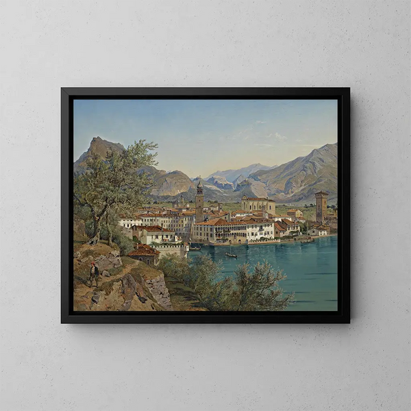 Rive au bord du lac de Garde - Franz Reinhold — kehystetty taideteos seinällä