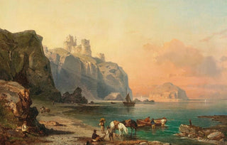 Franz Richard Unterberger - A Coastal Landscape near Marsala Sicily.webp