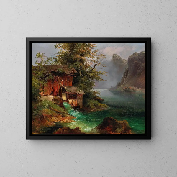 Moulin sur le lac Hallstatt - Franz Steinfeld — kehystetty taideteos seinällä