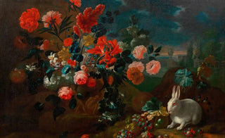 Franz Werner von Tamm - Blumenstillleben mit Kaninchen.webp