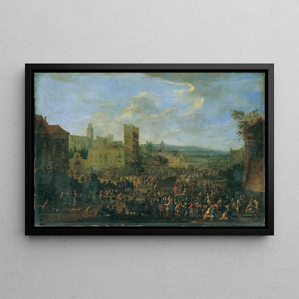 Franz de Paula Ferg - Jahrmarkt mit zinnenbekrntem Bergfried.webp