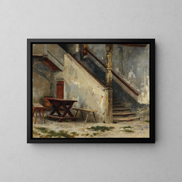Franz von Defregger - Hausgang mit Treppenaufgang.webp
