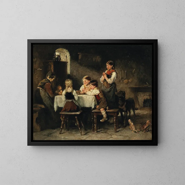 La Grâce - Franz von Defregger — kehystetty taideteos seinällä