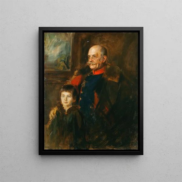 Le général von Hartmann et son fils Hermann - Franz von Lenbach — kehystetty taideteos seinällä