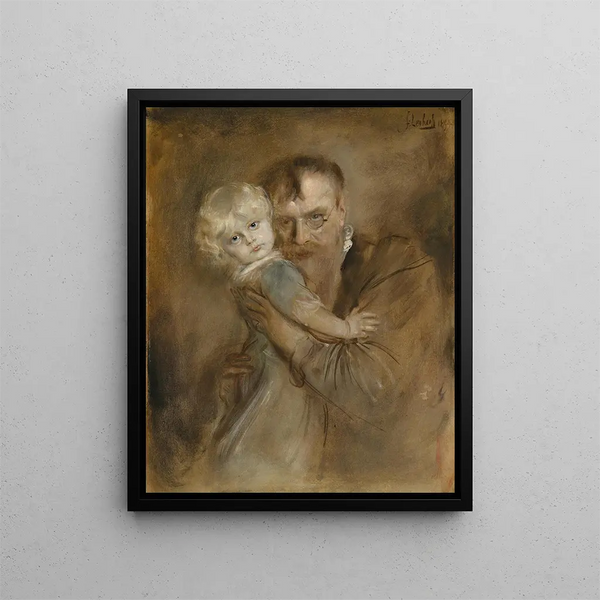 Autoportrait avec sa fille Marion - Franz von Lenbach — kehystetty taideteos seinällä