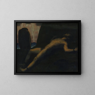 Prométhée - Franz von Stuck — kehystetty taideteos seinällä