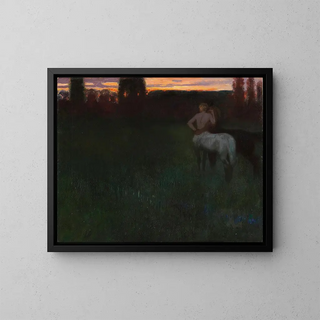 Auringonlasku - Franz von Stuck — kehystetty taideteos seinällä