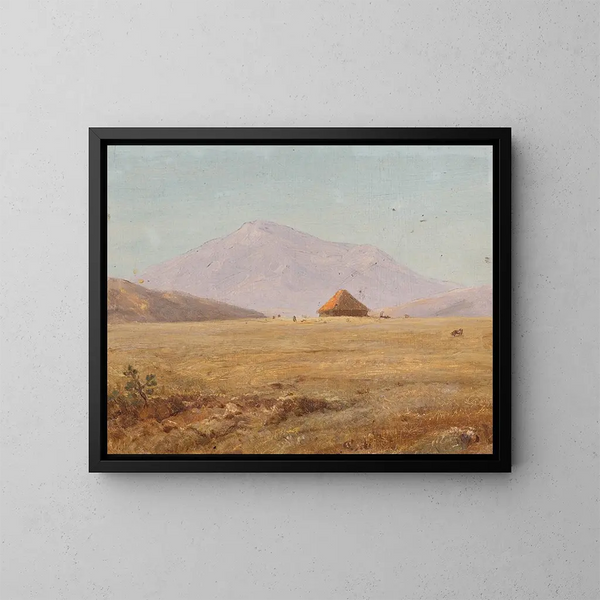 Plateau montagneux de l'Équateur avec une cabane - Frederic Edwin Church — kehystetty taideteos seinällä