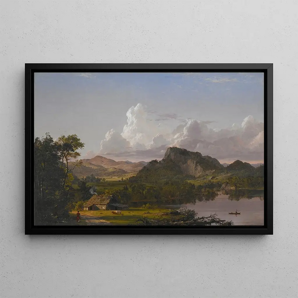 Talo järven rannalla - Frederic Edwin Church — kehystetty taideteos seinällä