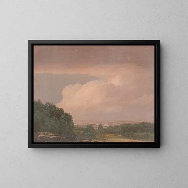Maisema todennäköisesti Hudsonin laakson - Frederic Edwin Church — kehystetty taideteos seinällä